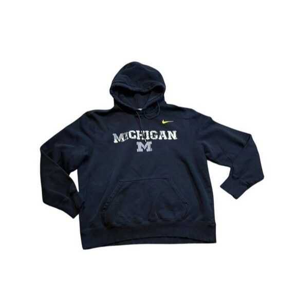 Nike Michigan Wolverines Hoodie Men's Size XL Black Sweatshirt Gray Camo UM - Picture 1 of 8